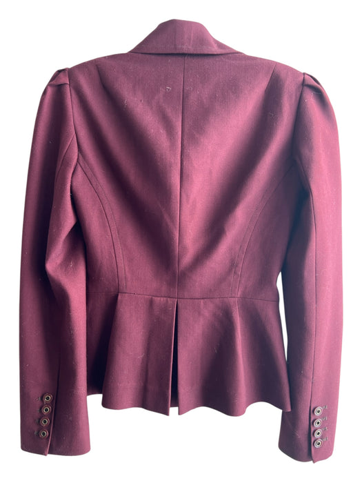 Trina Turk Size 0 Burgundy Red Polyester Blend Collar Shoulder Pads Jacket Burgundy Red / 0