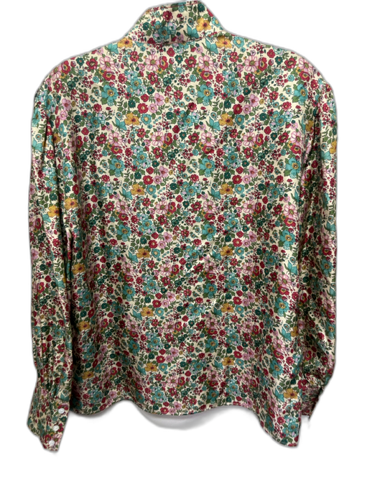 Sandro Size 1 / S Green, Red, Yellow Silk stand collar Floral Button Down Top Green, Red, Yellow / 1 / S