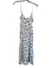 Sezan Size 34 White & Blue Viscose Spaghetti Strap Midi Back Tie Dress White & Blue / 34