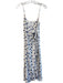 Sezan Size 34 White & Blue Viscose Spaghetti Strap Midi Back Tie Dress White & Blue / 34