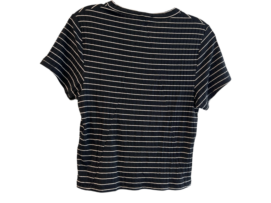 Rag & Bone Size M Black & White Modal & Spandex Round Neck Short Sleeve Crop Top Black & White / M