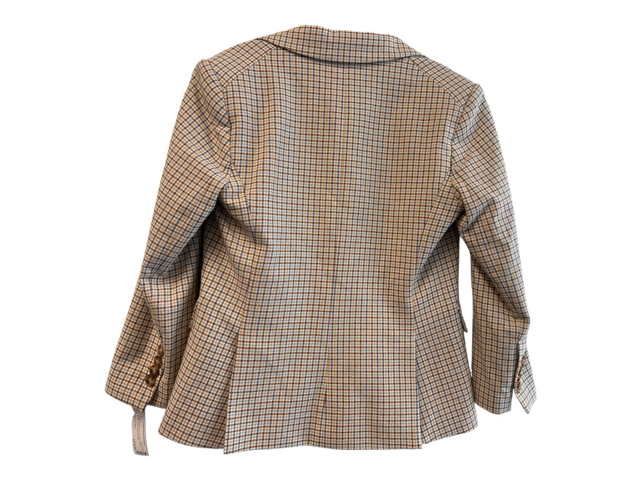 Veronica Beard Size 6 Cream & Multi V Neck Collar Plaid Button Crop Blazer Cream & Multi / 6