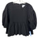 Rosae Size S / 36 Black Polyester Blend Textured Puff Sleeve Back Zip Peplum Top Black / S / 36