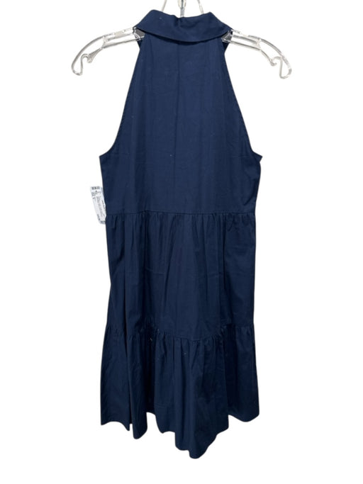 Eliza J Size 4 Dark Blue Cotton Button Down Sleeveless Above Knee Dress Dark Blue / 4