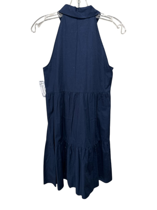 Eliza J Size 4 Dark Blue Cotton Button Down Sleeveless Above Knee Dress Dark Blue / 4