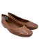 Larroude Shoe Size 7.5 Brown Leather Cut Outs Scalloped Round Toe Flats Brown / 7.5