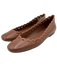 Larroude Shoe Size 7.5 Brown Leather Cut Outs Scalloped Round Toe Flats Brown / 7.5