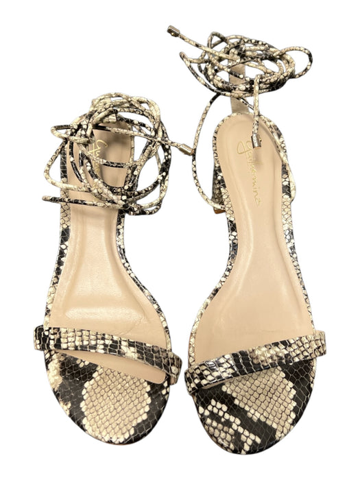 Guilhermina Shoe Size 6 Tan & black Snake Skin open toe Block Heel Sandal Shoes Tan & black / 6