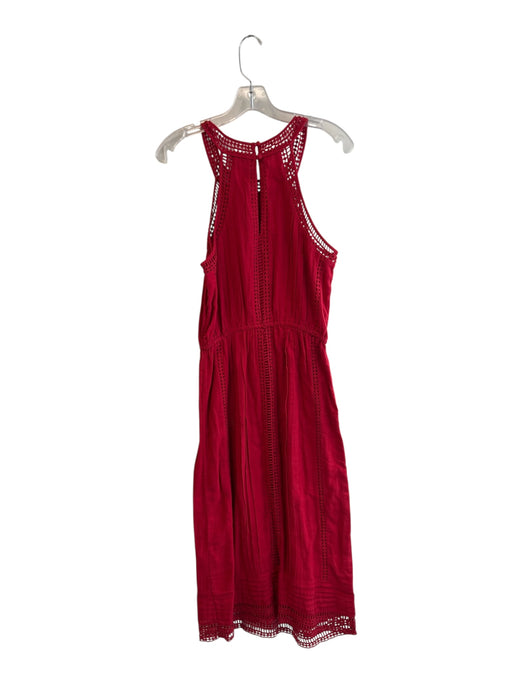 Joie Size XS Red Cotton Halter Neck Sleeveless Pintucks Eyelet Dress Red / XS