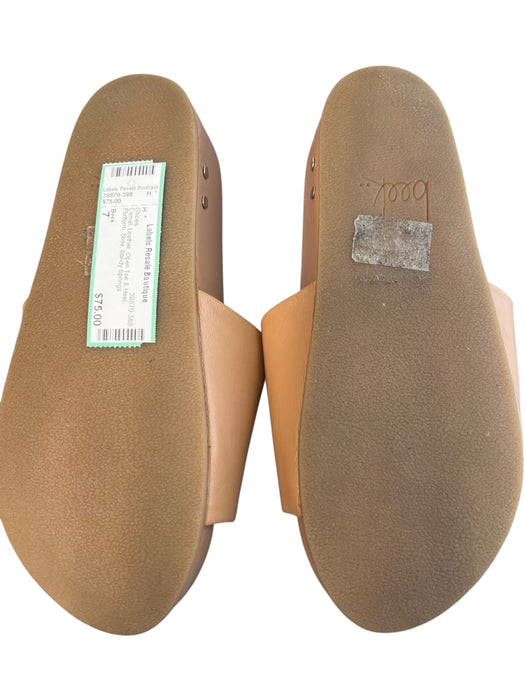Beek Shoe Size 7 Camel Leather Open Toe & Heel Platform Slide Shoes Camel / 7