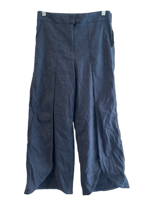 Maeve Size 2 Navy Linen Blend High Waist Pleated Front Pockets Pants Navy / 2