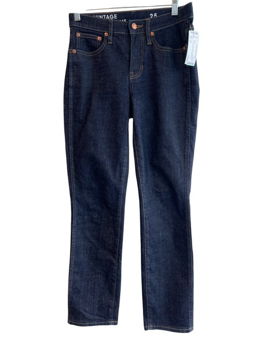 J Crew Size 25 Dark Wash Cotton Blend High Waist 5 Pocket Straight Jeans Dark Wash / 25