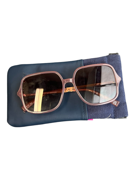 Le Specs Pink Plastic Square Round Lens Rose Gold Hardware Oversize Sunglasses Pink