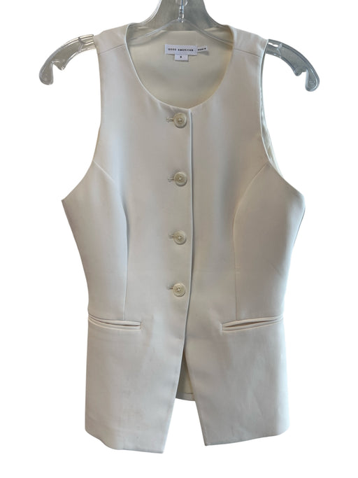 Good American Size Small White Polyester Solid Color 4 Button Front Top White / Small