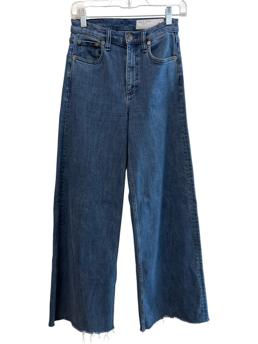 Rag & Bone Size 25 Medium dark wash Cotton Blend High Rise Wide Leg Jeans Medium dark wash / 25