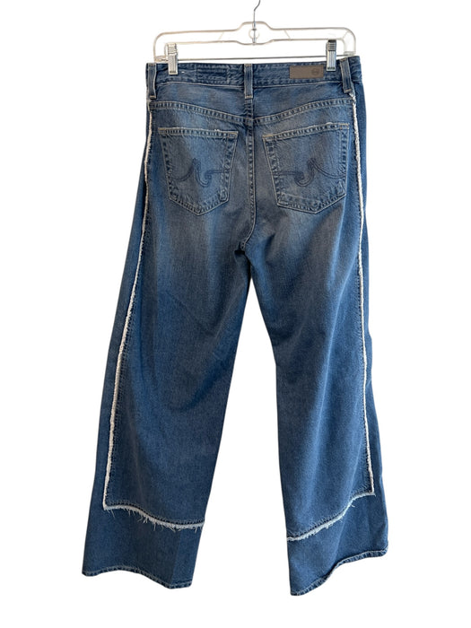 AG Size 27 Medium Wash 100% Cotton High Rise Zip Up Raw Detailing Wide Leg Jeans Medium Wash / 27