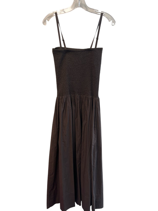 Mate Size S Brown Cotton Sleeveless Shirred Ankle Length Seam Detail Dress Brown / S