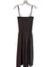 Mate Size S Brown Cotton Sleeveless Shirred Ankle Length Seam Detail Dress Brown / S