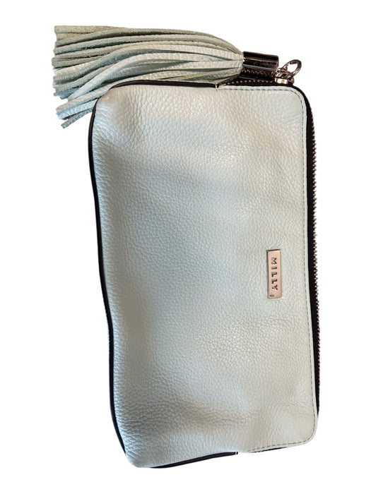 Milly Seafoam Green Leather Zip Close Tassel Detail silver hardware Bag Seafoam Green / S