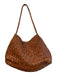 Happy French Gang Brown Leather Woven Shoulder Strap Seam Detail Bag Brown / S/M
