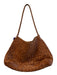 Happy French Gang Brown Leather Woven Shoulder Strap Seam Detail Bag Brown / S/M