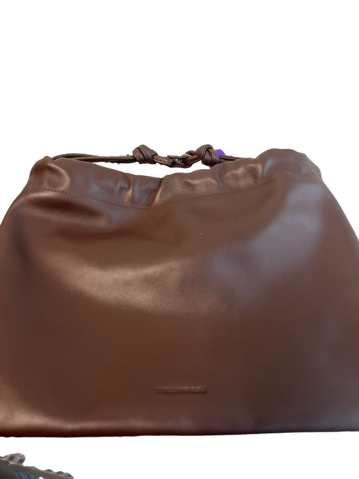 The Horse Brown Leather Seam Detail Clutch Drawstring Bag Brown / S/M