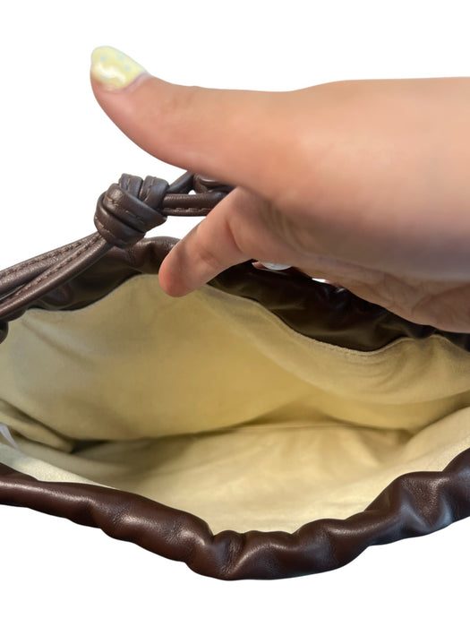 The Horse Brown Leather Seam Detail Clutch Drawstring Bag Brown / S/M