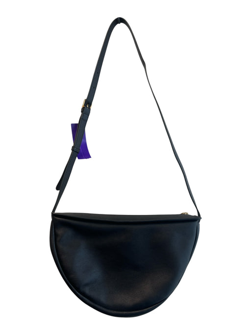 Mansur Gavriel Black Leather Shoulder & Crossbody Gold Hardware Zip Close Bag Black / S