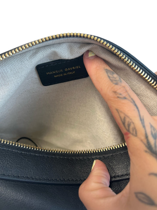 Mansur Gavriel Black Leather Shoulder & Crossbody Gold Hardware Zip Close Bag Black / S