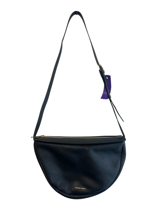 Mansur Gavriel Black Leather Shoulder & Crossbody Gold Hardware Zip Close Bag Black / S