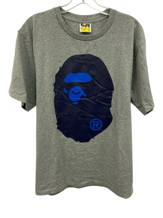 Bape Size L Gray & Blue Cotton Graphic T Shirt Men's Short Sleeve Gray & Blue / L