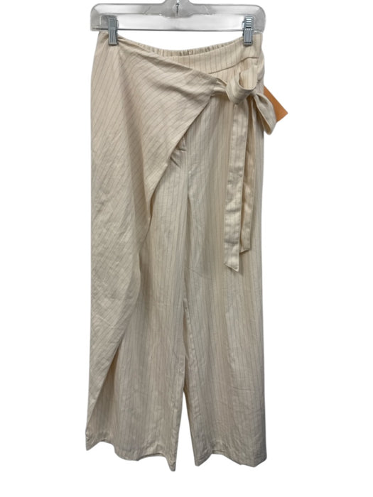 Bobbles & LAce Size Medium Cream & Brown Polyester Blend Elastic Waist Pants Cream & Brown / Medium