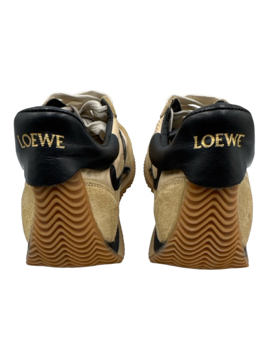 Loewe Shoe Size 37 Beige, Black, Tan Leather & Nylon Suede Logo Lace Up Sneakers Beige, Black, Tan / 37