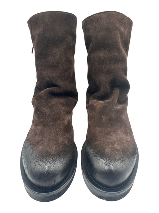 Mimmù Shoe Size 37 Dark Brown Suede leather Round Toe Fringe Back Zip Boots Dark Brown / 37