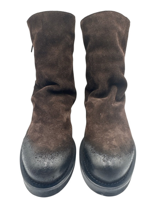 Mimmù Shoe Size 37 Dark Brown Suede leather Round Toe Fringe Back Zip Boots Dark Brown / 37