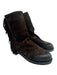 Mimmù Shoe Size 37 Dark Brown Suede leather Round Toe Fringe Back Zip Boots Dark Brown / 37