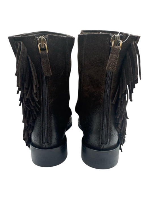 Mimmù Shoe Size 37 Dark Brown Suede leather Round Toe Fringe Back Zip Boots Dark Brown / 37