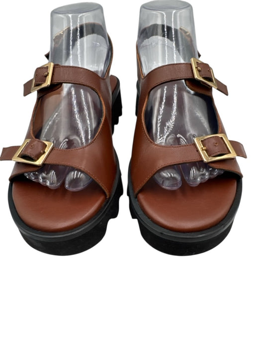 freda salvador Shoe Size 7 Brown Leather Upper Foam Sole Double Buckle Sandals Brown / 7