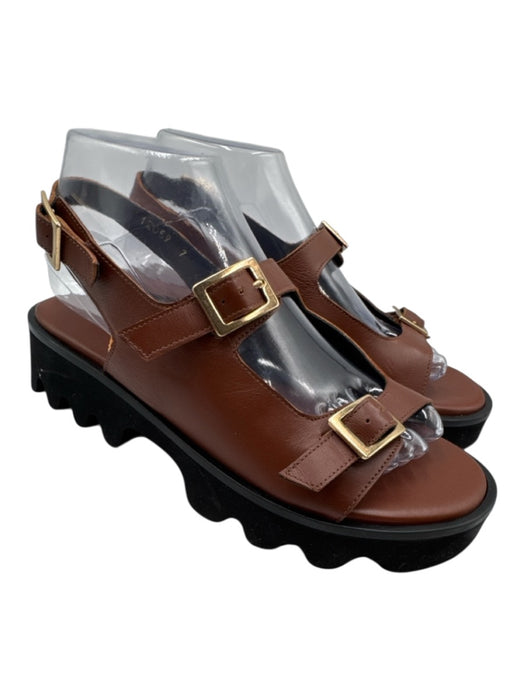 freda salvador Shoe Size 7 Brown Leather Upper Foam Sole Double Buckle Sandals Brown / 7
