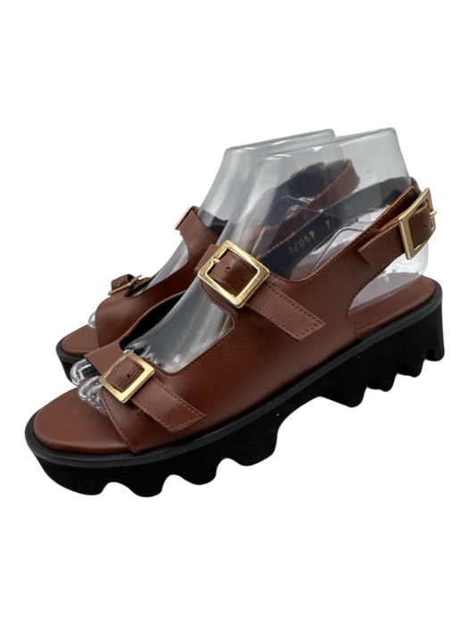 freda salvador Shoe Size 7 Brown Leather Upper Foam Sole Double Buckle Sandals Brown / 7