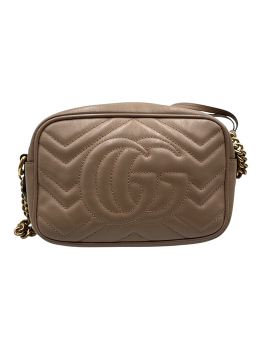 Gucci Blush Beige Leather Zip Close Marmont Interlocking GG Crossbody Strap Bag Blush Beige / Small