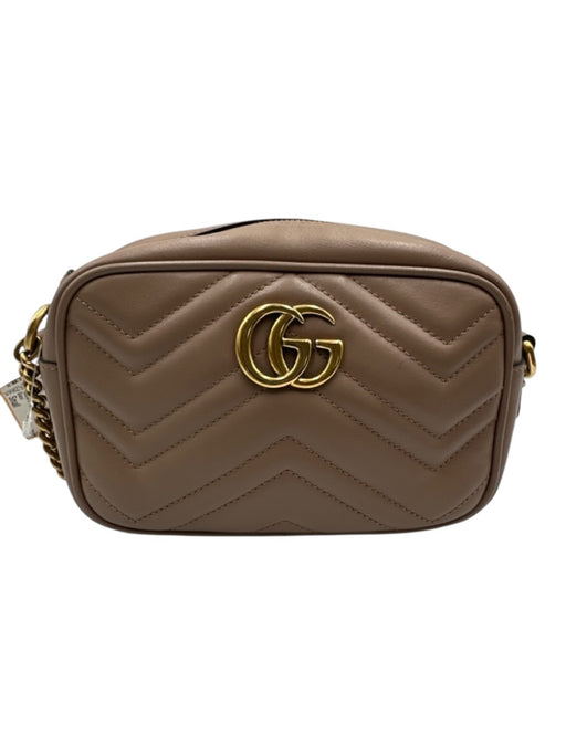 Gucci Blush Beige Leather Zip Close Marmont Interlocking GG Crossbody Strap Bag Blush Beige / Small