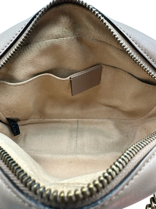 Gucci Blush Beige Leather Zip Close Marmont Interlocking GG Crossbody Strap Bag Blush Beige / Small