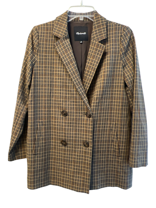 Madewell Size XS Brown Polyester Blend Long Sleeve Plaid Collar Jacket Brown / XS