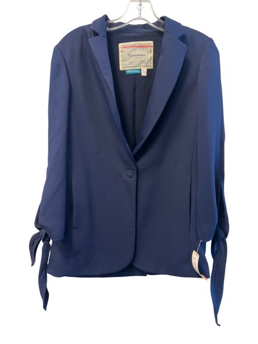 Cartonnier Size 0 Navy Blue Polyester Long Sleeve Collar Tie Detail Jacket Navy Blue / 0