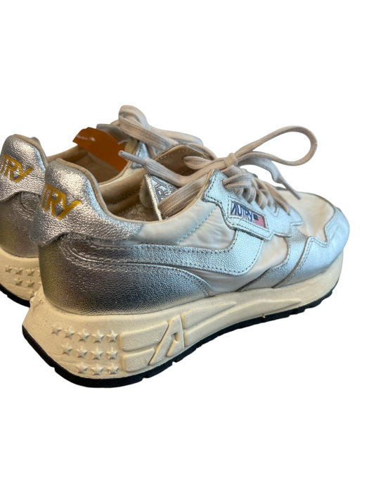 Autry Shoe Size 37 White & Silver Nylon Lace Up Almond Toe Platform Shoes White & Silver / 37