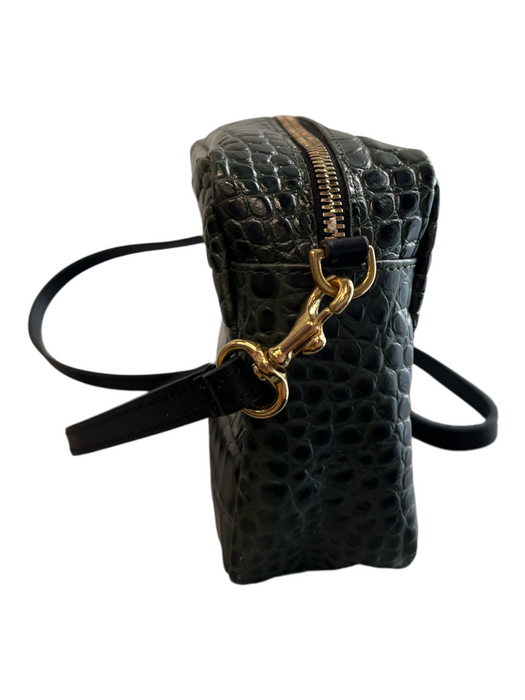 Clare V Green Embossed Leather Square Reptile Print Gold Hardware Bag Green / S