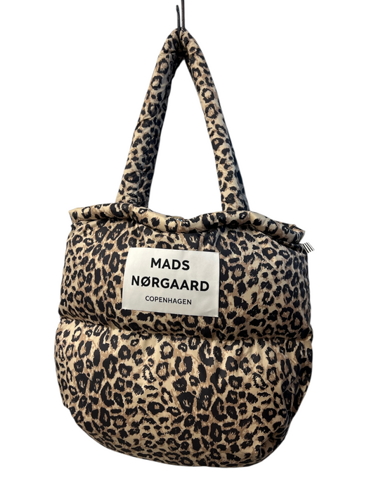Mads Norgaard Brown Nylon Leopard Print Top Handle Puffer Tote Bag Brown / M
