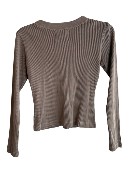 Citizens of Humanity Size S Brown Cotton Blend Round Neck 1/2 Button Top Brown / S