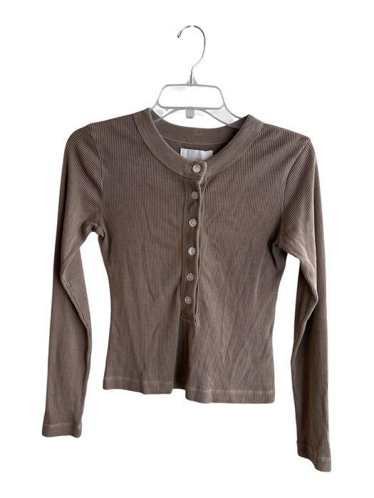 Citizens of Humanity Size S Brown Cotton Blend Round Neck 1/2 Button Top Brown / S